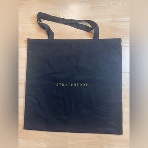 Strathberry Black Souble Handle Logo Tote Bag One Size